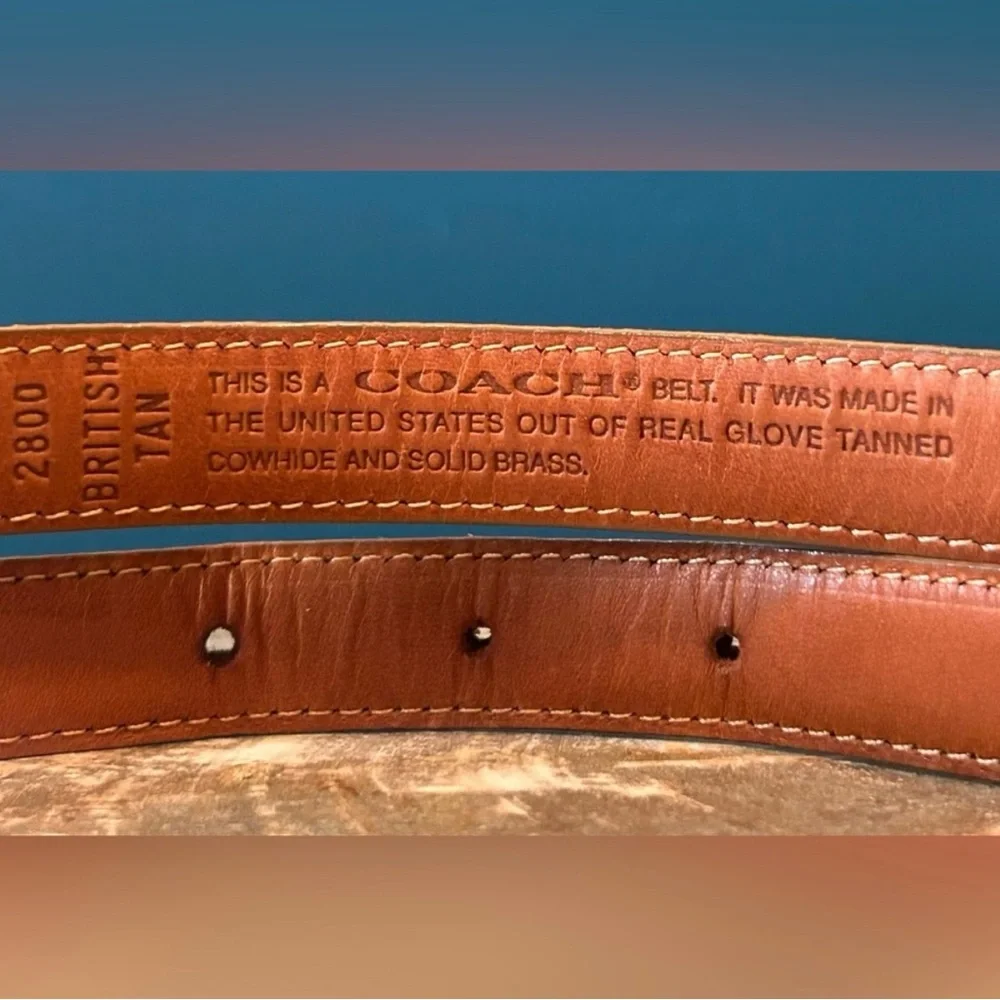 Vintage Coach British Tan Leather Belt Brass Buckle 2800 EUC - Picture 9 of 9